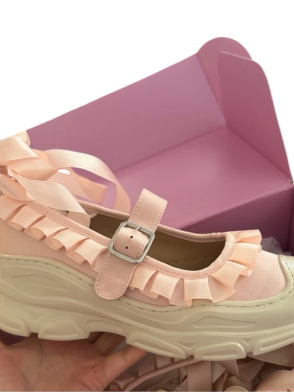 NIB Double Standard Pink Satin Mary Jane Platform Ballet Sneakers Size 37 / US 7 - Picture 14 of 15